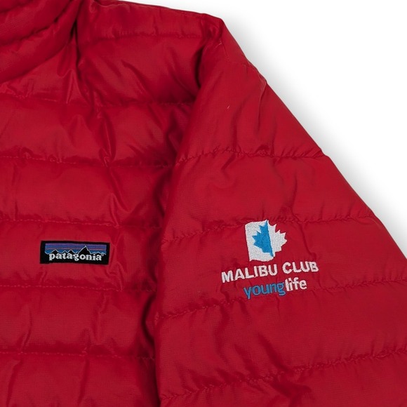 Patagonia Down Sweater Jacket Mens Medium Red Quilted Puffer Logo Gorpcore - Picture 5 of 11